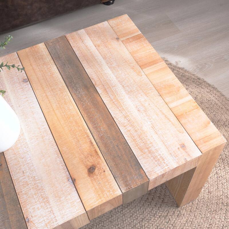 Industrial Style Coffee Table - 48" Rectangular with Wood Grain