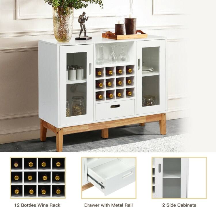 Wood Wine Storage Cabinet Sideboard Console Buffet Server - 39.5" x 13" x 31.5" (L x W x H)