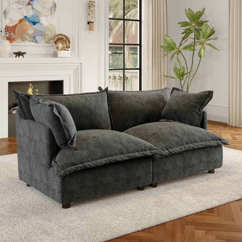 Cloud Chenille Upholstered Modular Sectional Sofa - Dark Grey-2 piece