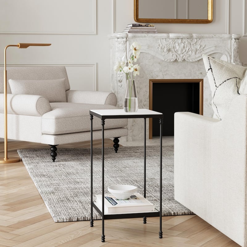 Larkin Marble & Iron Accent Table - Black/White - Marble/Metal