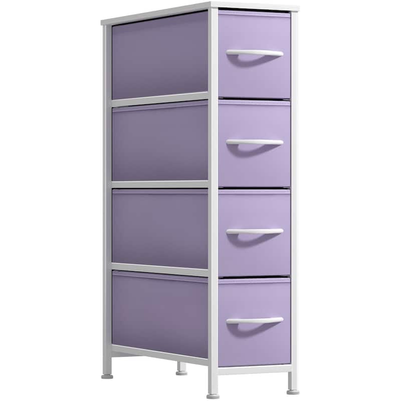 Narrow Dresser Tower with 4 Drawers - Vertical Storage for Bedroom - Purple