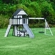 preview thumbnail 2 of 14, Backyard Discovery Canyon Creek White Cedar Wood Swing Set, Wave Slide - 17'0" x 13'5"