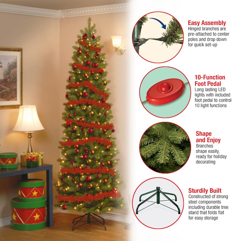 National Tree Company 6.5 ft. Downswept Douglas Slim Tree with Dual Color LED Lights - 6.5 Foot