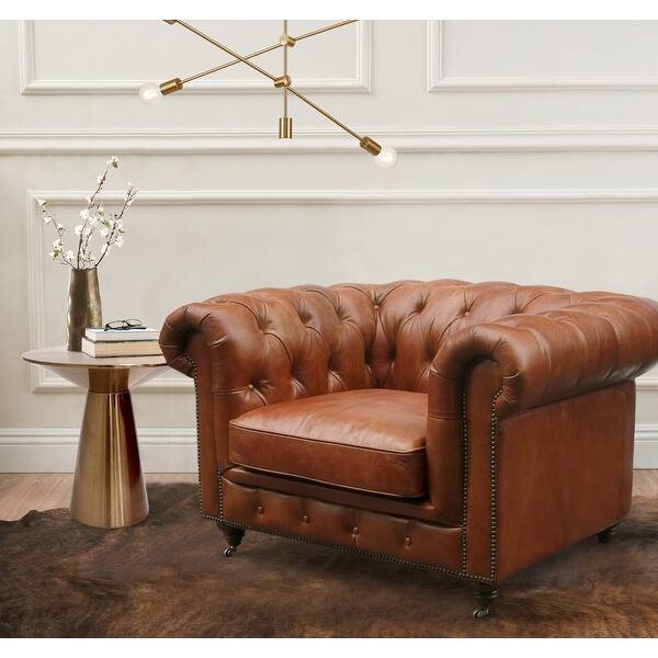 Shop Pasargad Home Genuine Leather Chester Bay Tufted Loveseat