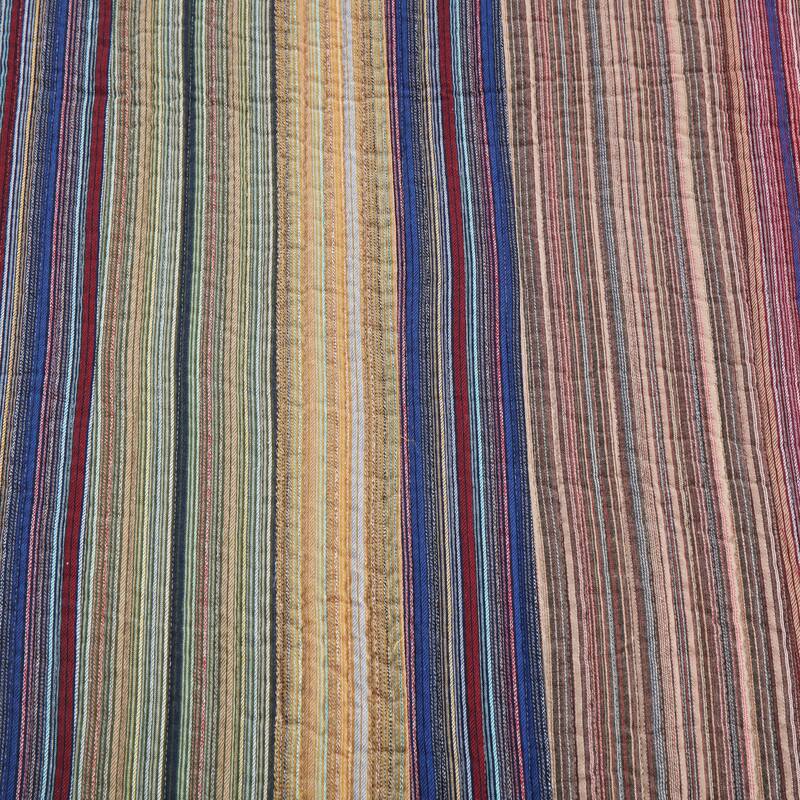 MarCielo 3 Piece 100% Cotton Striped Quilt Set Lightweight Patchwork Bedspread