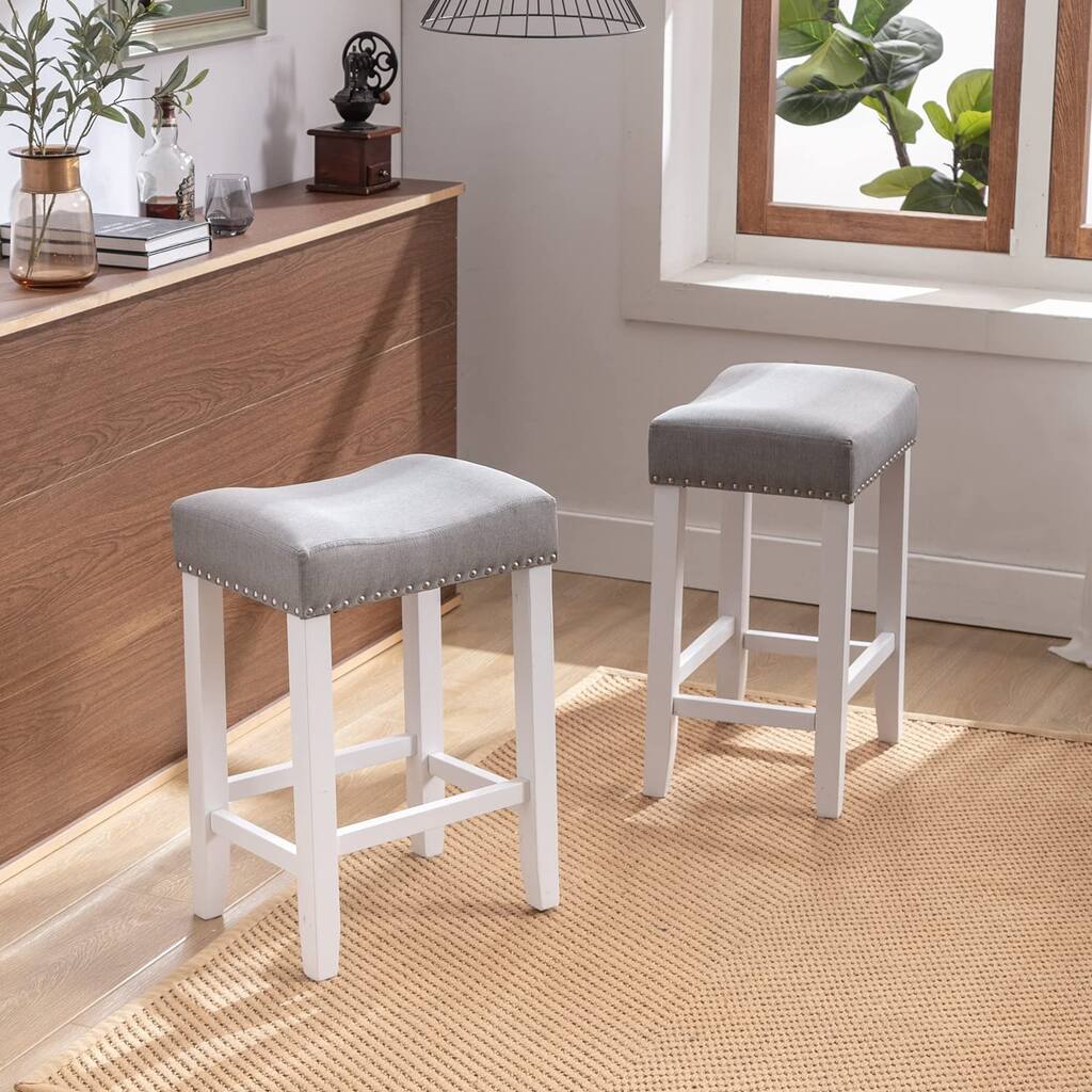 Backless Nailhead Bar Stools Set of 2 for Kitchen Counter