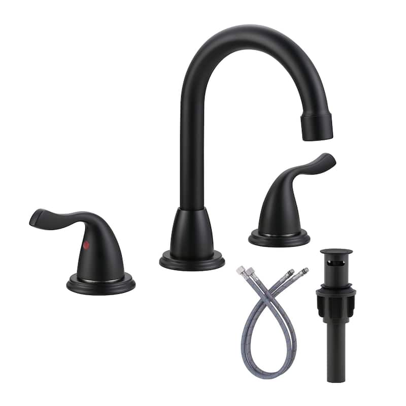 WOWOW 8 Inch Widespread Bathroom Faucet - Matte Black 