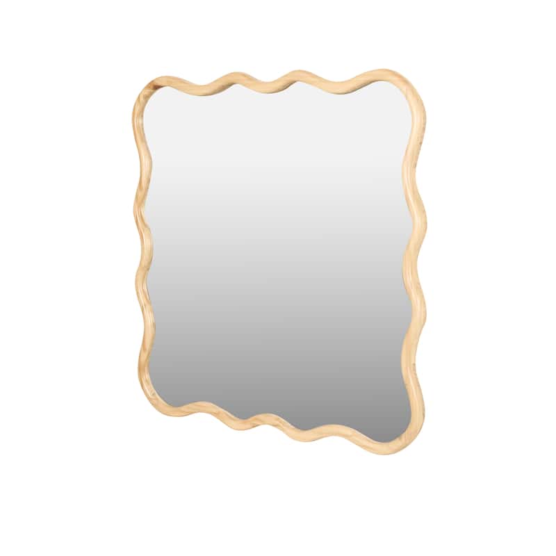 Modern Wavy Design 36" * 36" Decor Solid Wood Mirror