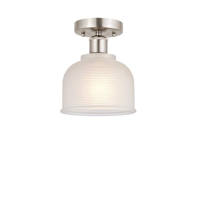 Innovations Lighting Edison Dayton - 1 Light 6" Semi-Flush Mount - Brushed Satin Nickel/White