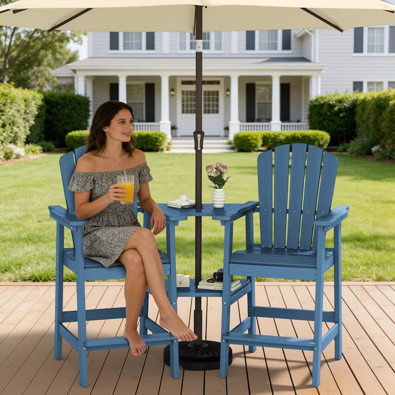 Outdoor Tall Adirondack Chair Set of 2 with Connecting Tray