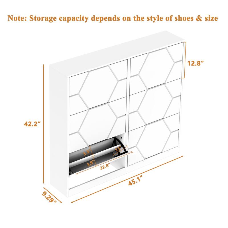 Shoe Storage Cabinet for Entryway, 6 Tiers Shoe Organizer with Carved Panels, Carving Shoe Closet,Vertical Shoe Cabinet