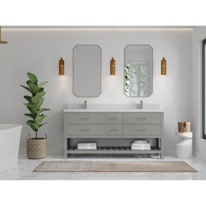 Willow Collections 72 in. W x 22 in. D Parker Double Sink Bathroom Vanity with Countertop