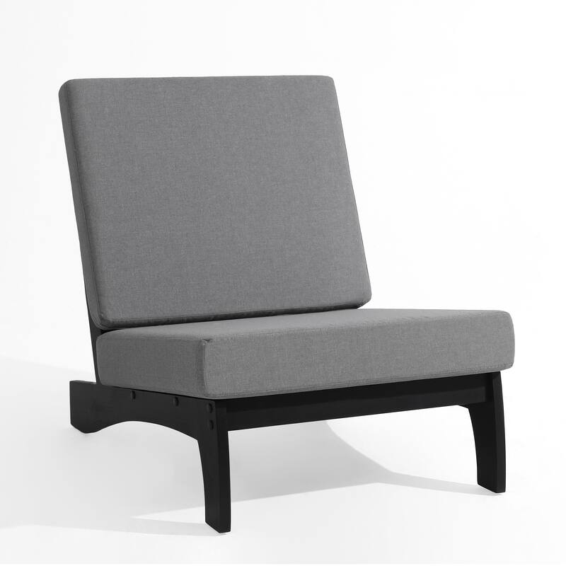 4Piece Wood Outdoor Loveseat Chair Conversation Set with Table Cushion