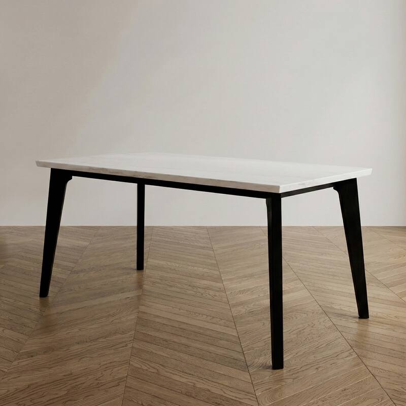 Furniture of America Fieny Modern Genuine White Marble 70-inch Dining Table - Black