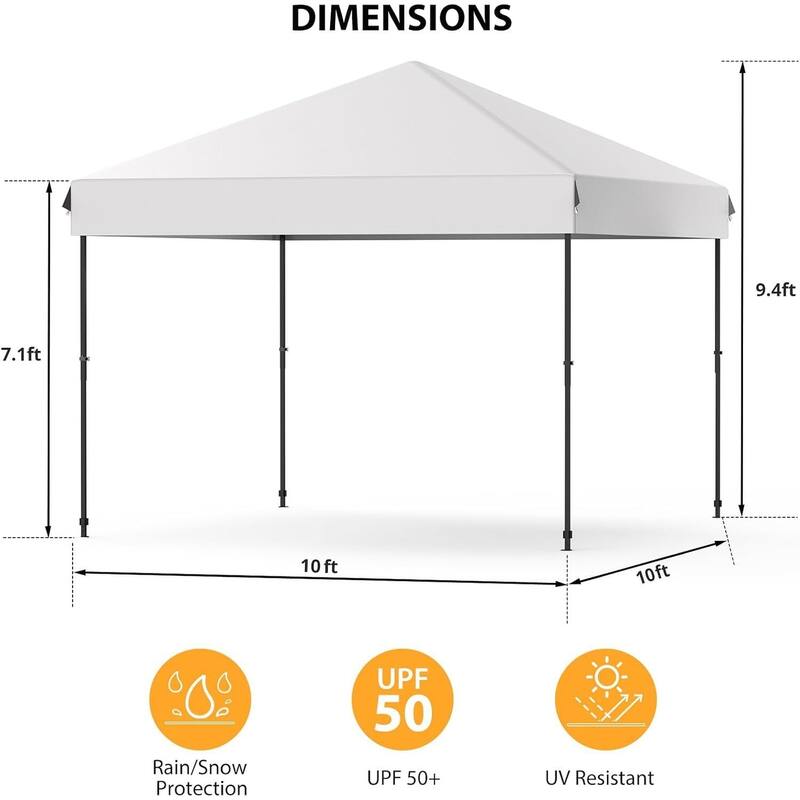 10x10FT Canopy Tent Pop Up Canopy - Waterproof & Uv Resistant