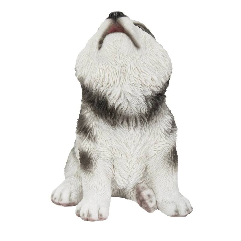 6.5" howling alaskan malamute puppy outdoor garden statue