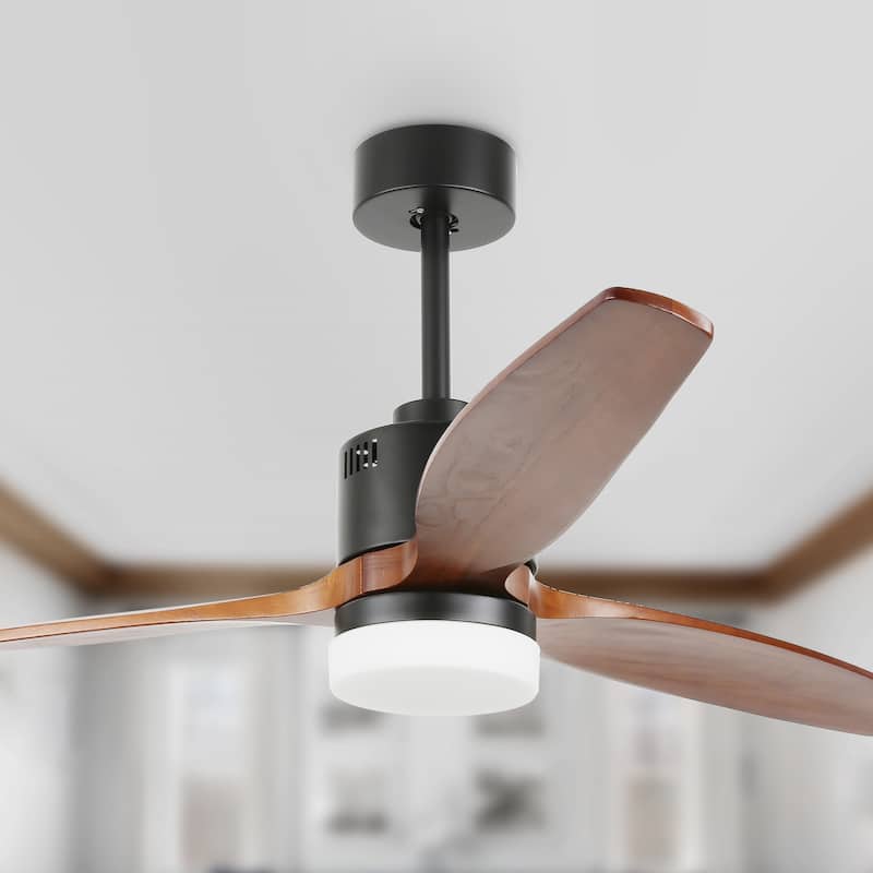 Bella Depot 52" Wood Reversible LED Ceiling Fan with Dimmable Light and Remote Control - 52 inches - 52 inches