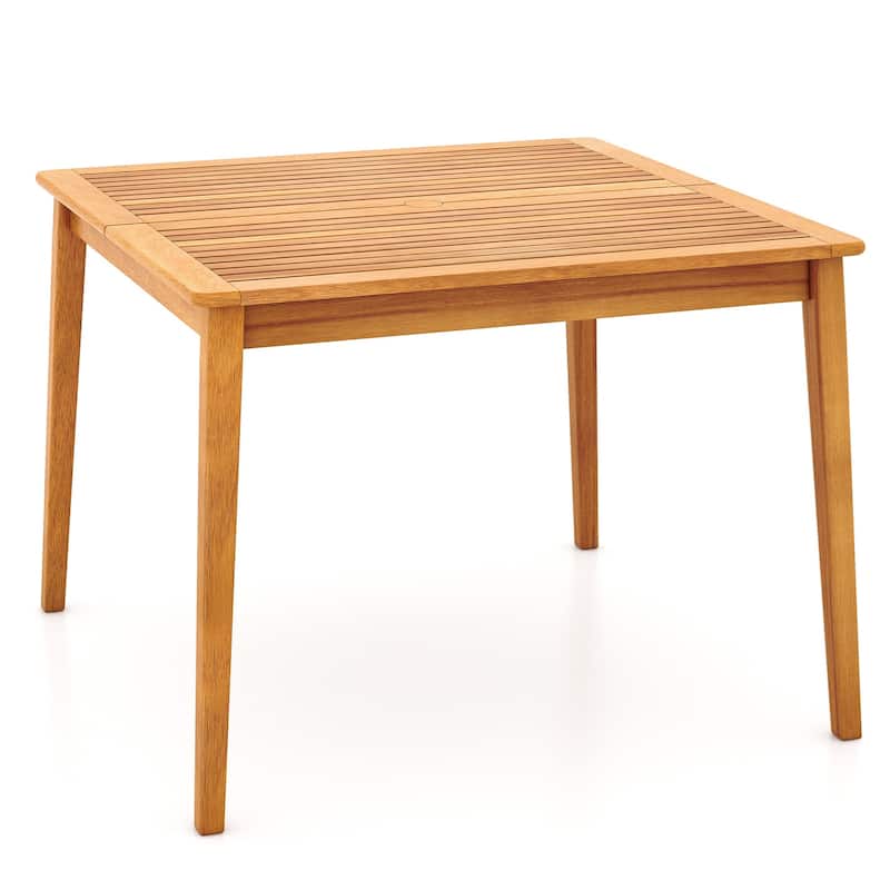 39” Acacia Wood Patio 4-Person Bistro Table with Umbrella Hole for Outdoor Dining and Gatherings - 39"L x 39"W x 30"H