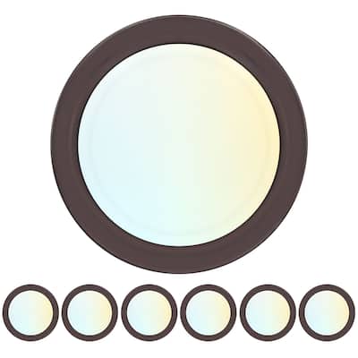 Luxrite 6 Inch LED Disk Lights, Dimmable, 5CCT 2700K-5000K, 12.5W, 1000LM, Damp Rated, Bronze 6-Pack