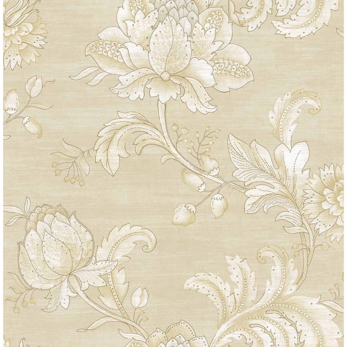 Seabrook Designs Monticello Jacobean Floral Unpasted Wallpaper