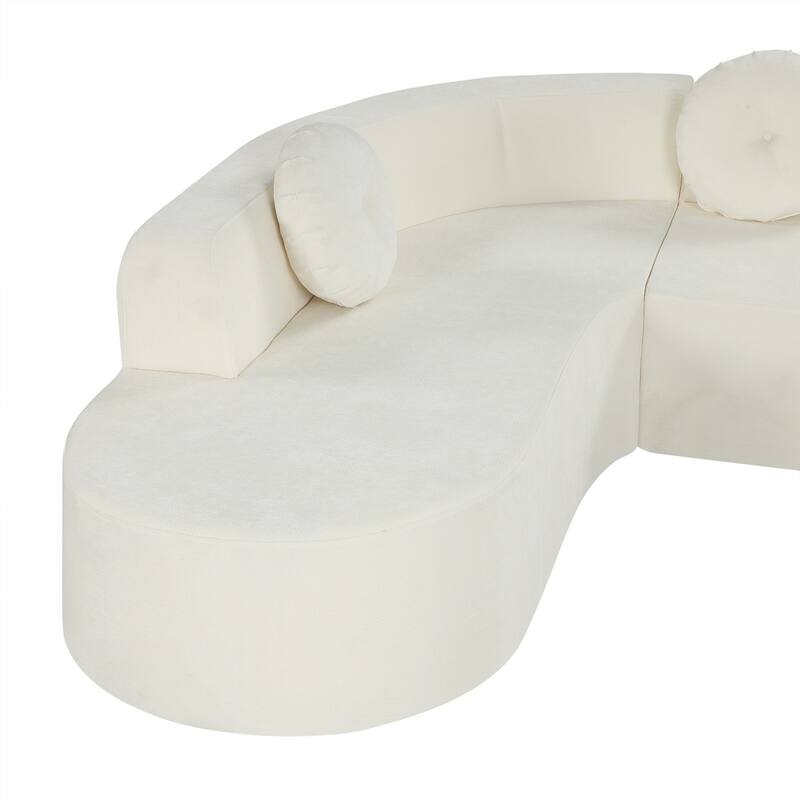 122.64" L-Shaped Chenille Compressed Sectional Sofa with Round Pillows