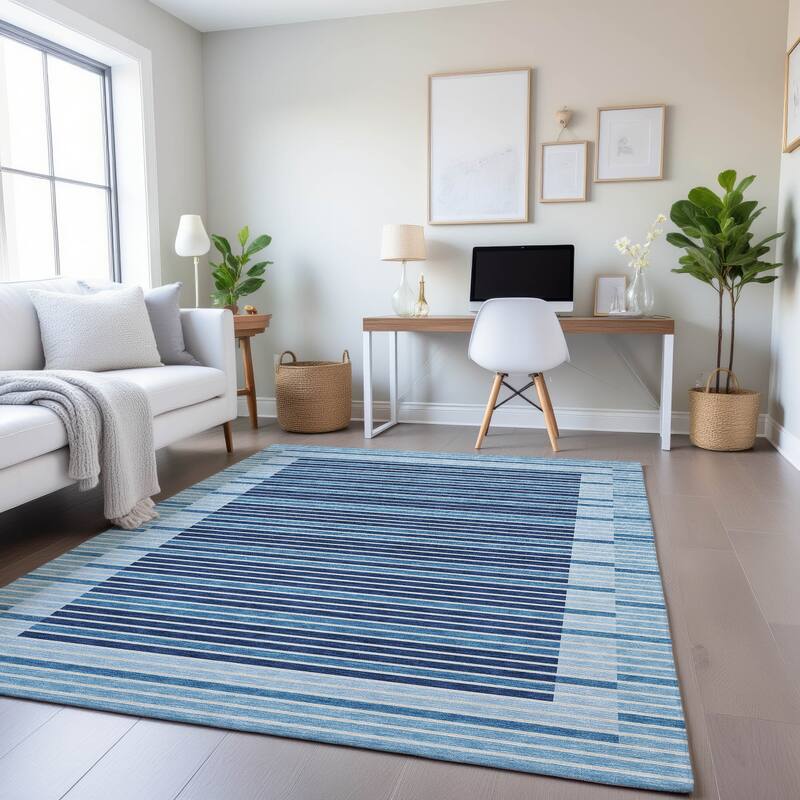 Premium Washable Super Soft Border Geo Mayfield Rug - Sky - 10' x 14'