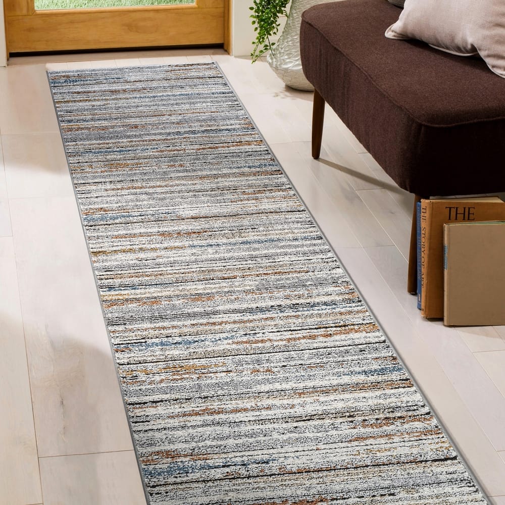 World Rug Gallery Multi-Tonal Striped Area Rug – Beige / Multi
