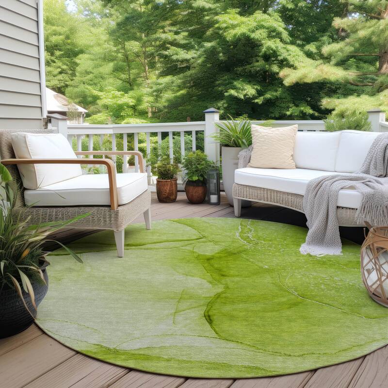Machine Washable Indoor/ Outdoor Abstract Chantille Rug