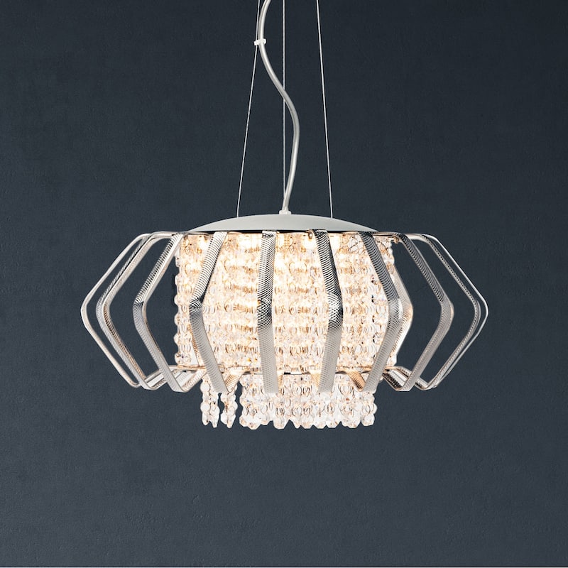 SAFAVIEH Lighting Rejane Pendant - 17.8"x17.8"x9.25-80.5" - Blue Crackle - 18Wx18Dx81H