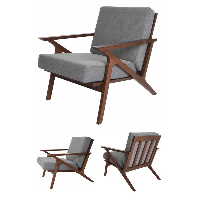 Zenvida Mid Century Modern Armchair Solid Hardwood Upholstered Accent Chair
