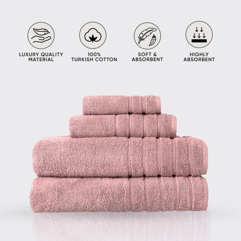 Classic Turkish Towels 4 Piece Cotton Towel Set, Absorbent Hotel & Spa