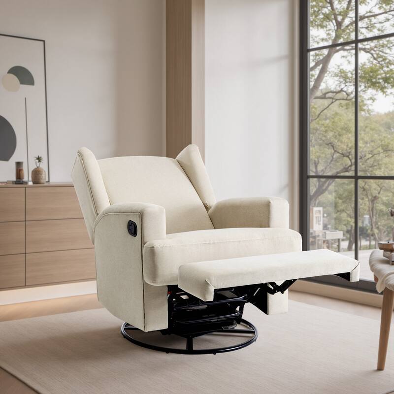 31'' W Wingback Manual Glider Swivel Rocker Recliner Nursery Chair