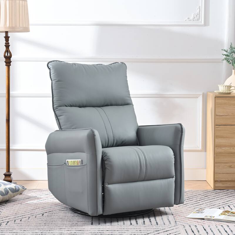 GDFStudio - 360° Swivel Rocker Recliner Chair with Manual Pull-Ring Recline