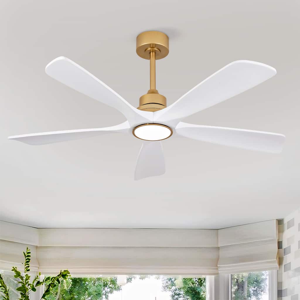 52" Ceiling Fans with Lights and Remote Control, Dimmable LED, Reversible DC Motor