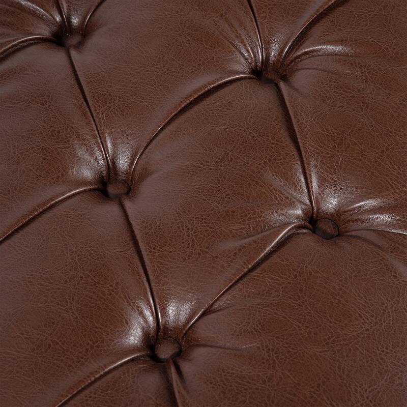 Comfortable Ottoman Bench Upholstered Seat with Solid Wood Frame, Entryway Footrest Seat with One Shelf at Bottom