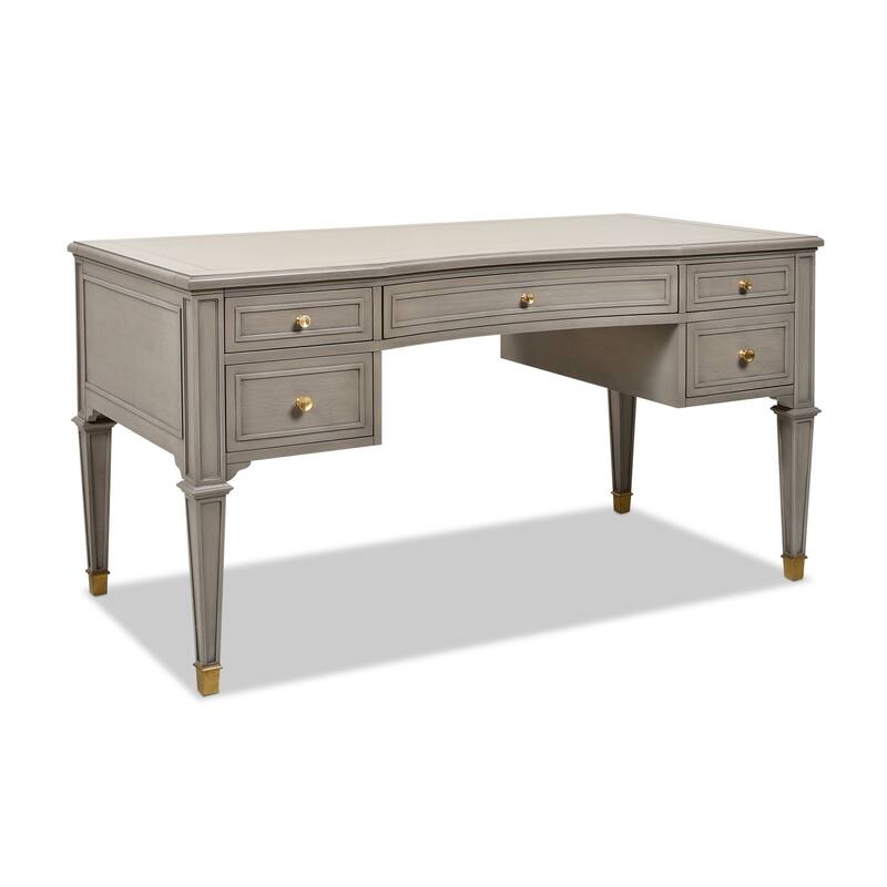 Dauphin 55" Solid Wood 5-Drawer Gold Accent Executive Desk