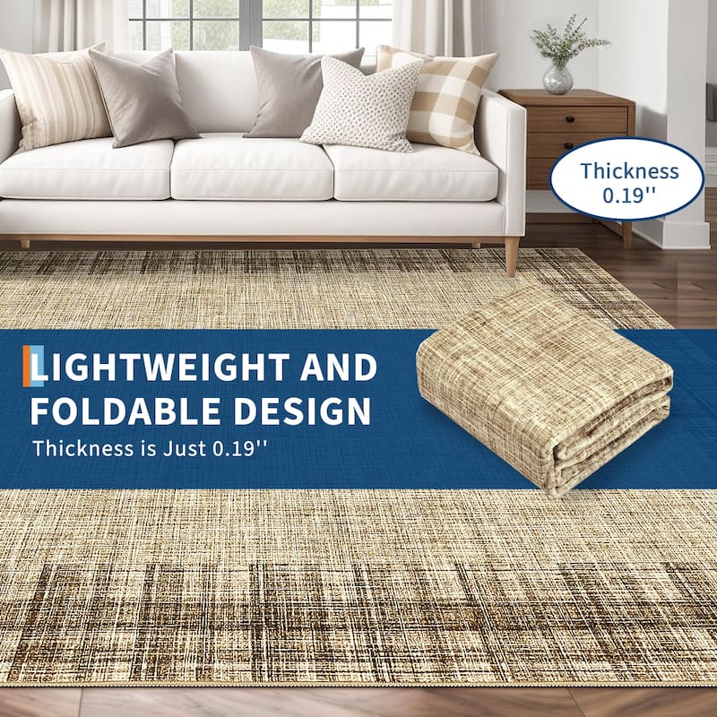 Garvee Linen Border Living Room Area Rug