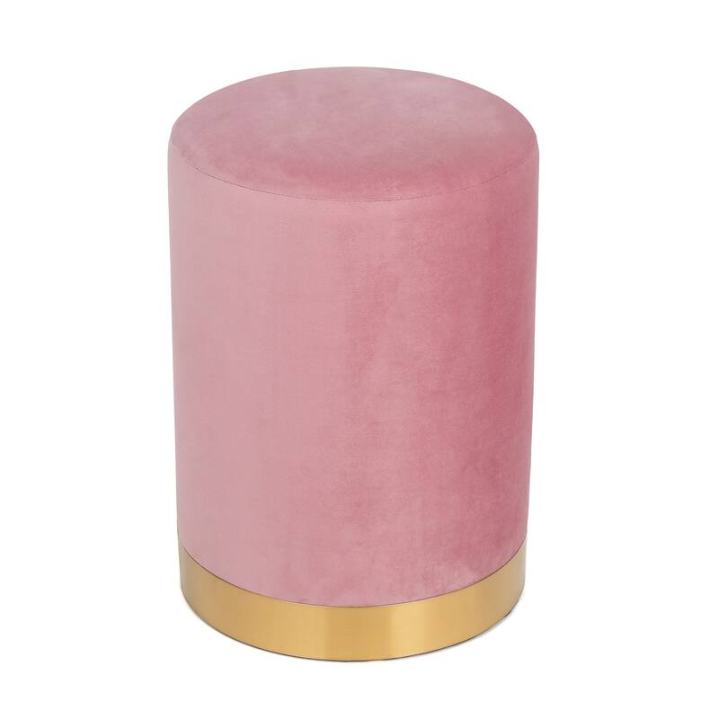 Adeco Footstool Ottoman Vanity Stool with Gold Base