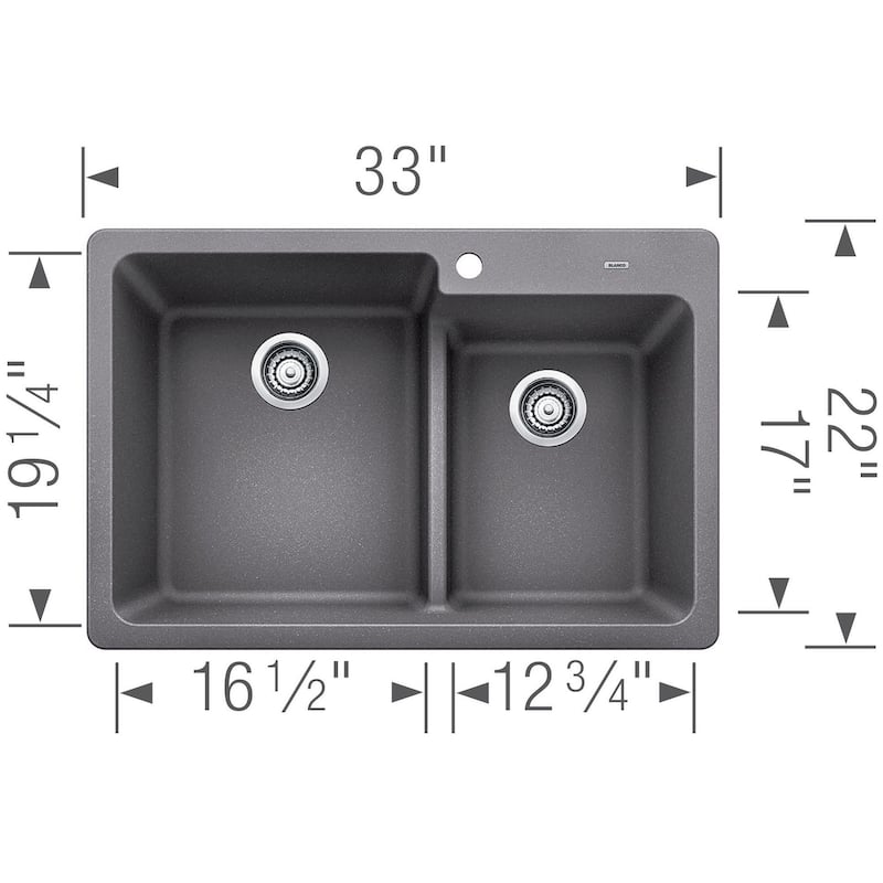 Blanco Grandis 33" Undermount Double Basin Silgranit Kitchen Sink