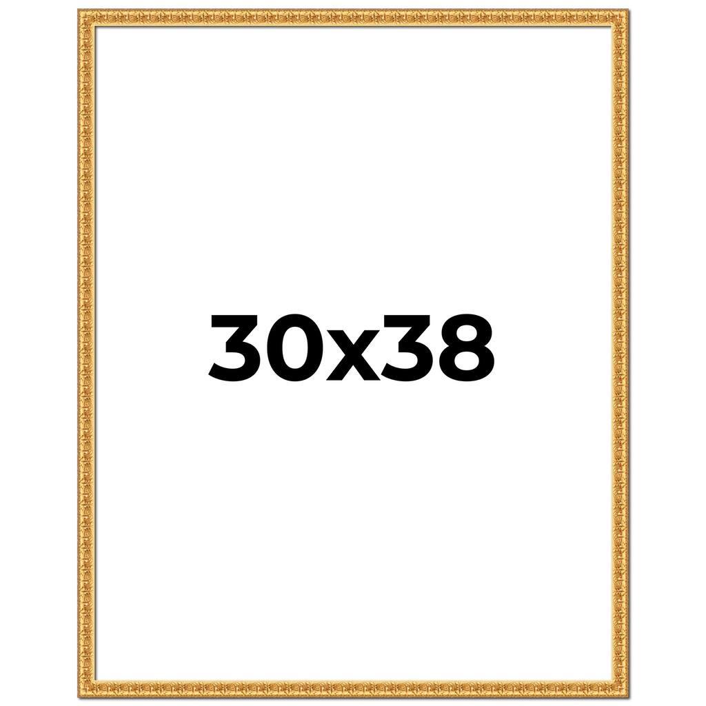 30x38 Frame Gold Real Wood Picture Frame Width 1 inches | Interior