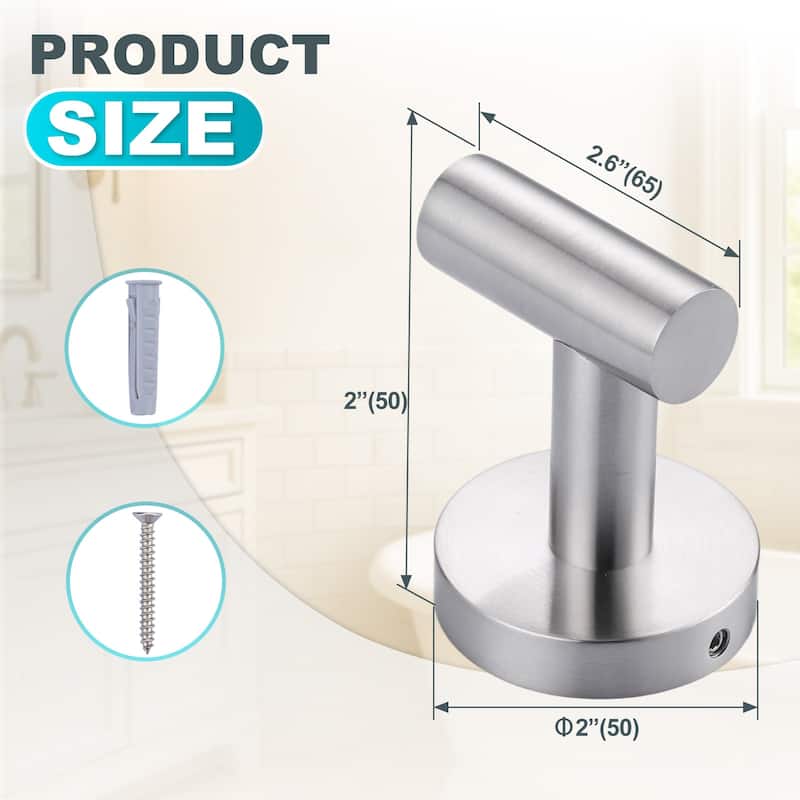 WOWOW Stainless Steel J-Hook Robe/Towel Hook 2 PCS
