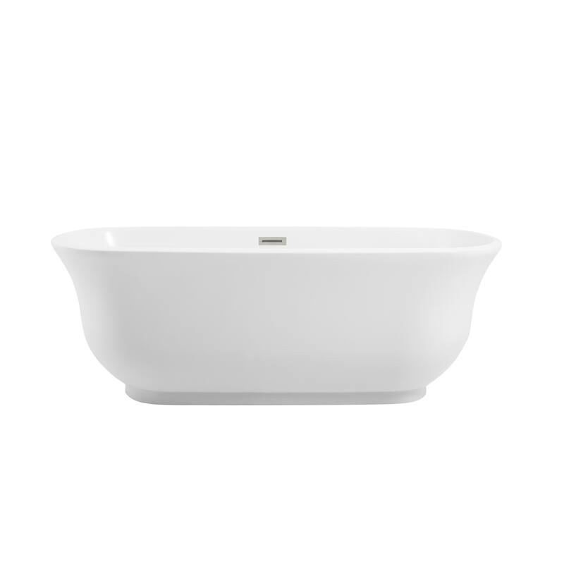 Cameron Soaking Bathtub in Glossy White - Glossy White with Brushed Nickel Trim - 23"