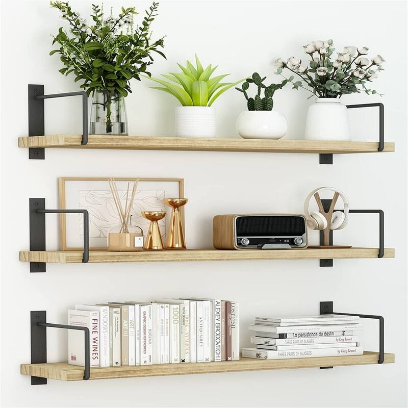 24 Inches Easy to Install Wall Mounted Shelves - 6"D x 24"W x 6"H - Wooden