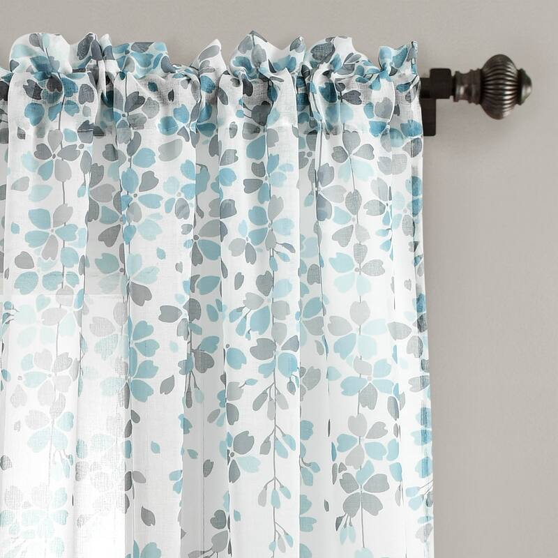 Lush Decor Weeping Flower Sheer Window Curtain Panel Pair - 84" x 38"