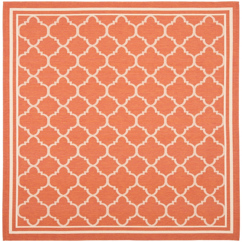 SAFAVIEH Courtyard Kristelle Indoor/ Outdoor Waterproof Patio Backyard Rug - 5'3" Square - Terracotta/Bone