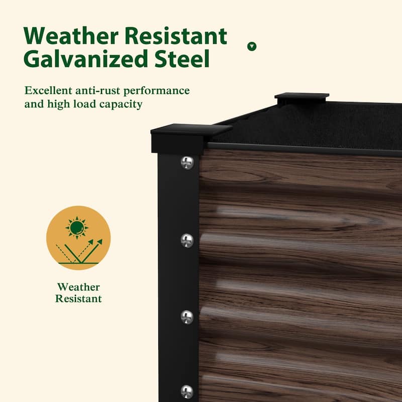VEIKOUS 7.8 Cu.ft Galvanized Steel Raised Garden Bed, Large Outdoor Planter Box with Drainage Holes, Wheels
