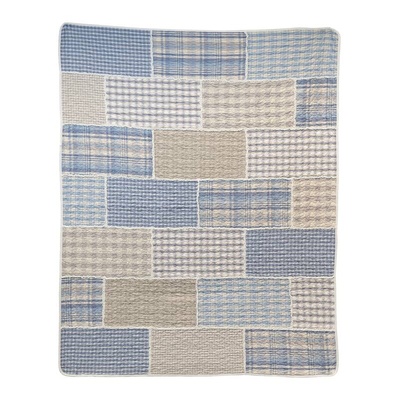 Donna Sharp Slate Cobblestone Cotton Throw - Blue/Beige - Throw
