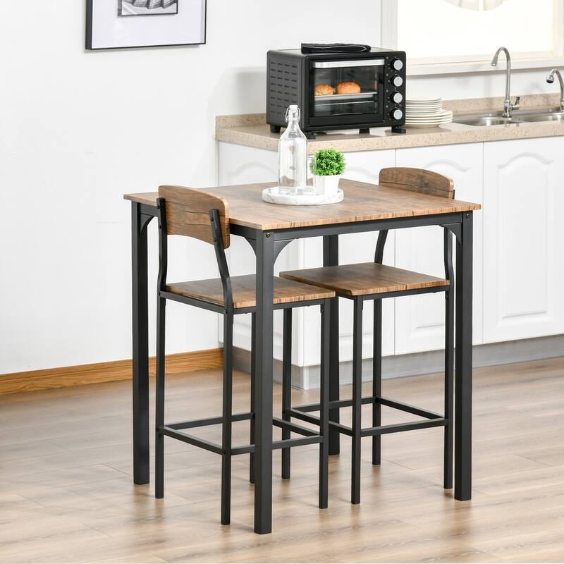3 Piece Bar Table Set - Brown