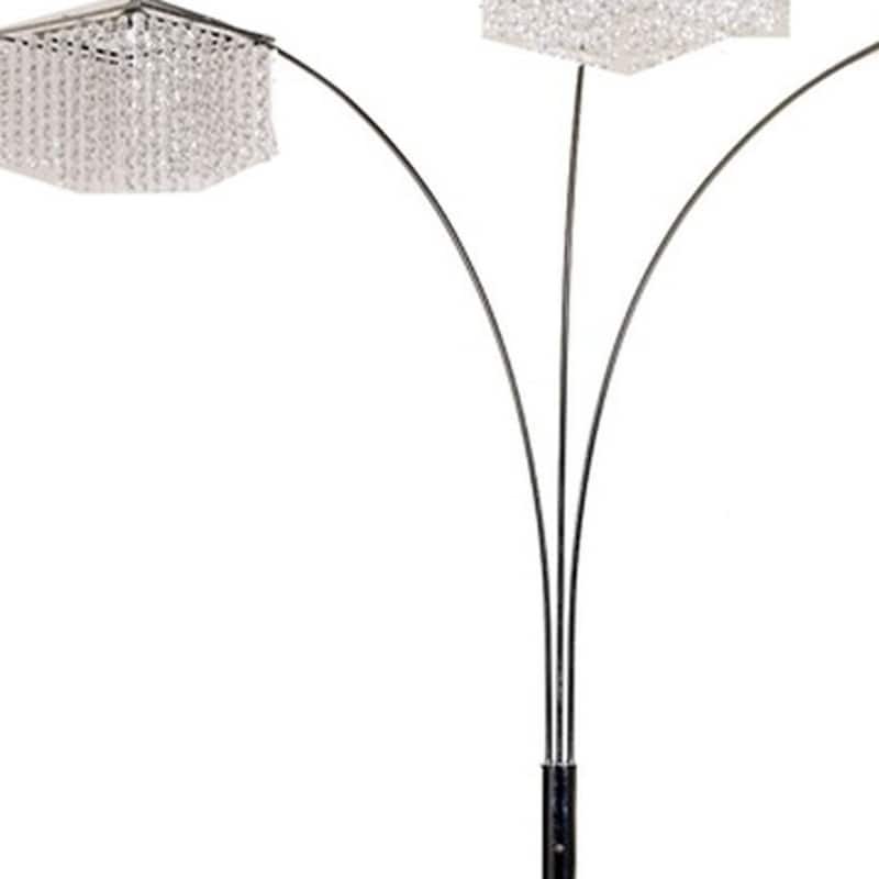 84 Inch Silver Arched Floor Lamp with Crystal Square Shade - 17.50" x 19" x 84"