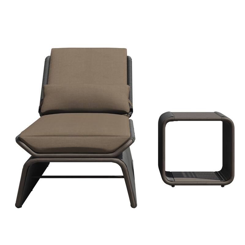 Corvus Corral 2-piece Adjustable Outdoor Wicker Chaise Lounge Set with Sunbrella Cushion